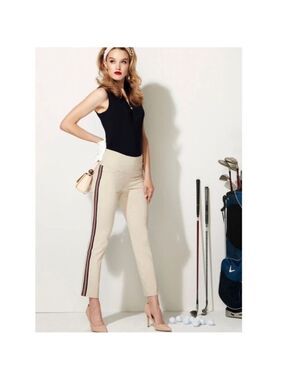 Swing Control Fancy Bottom Side Striped Golf Ankle Pants, size 8
